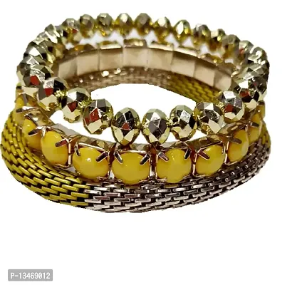 Proplady Bling Collection Charm Bracelet Set (Set of 3), Gold Toned Charm Bracelets for Girls  Women-thumb0