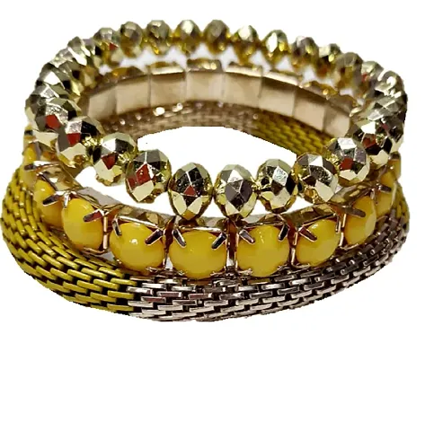 Proplady Bling Collection Charm Bracelet Set (Set of 3), Gold Toned Charm Bracelets for Girls & Women
