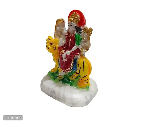 Awesome Craft Sherawali MATA Sam Marel Murti for Pooja Mandir Goddess Maa Durga Devi Idol Marble Finish for Car Dashboard-thumb3