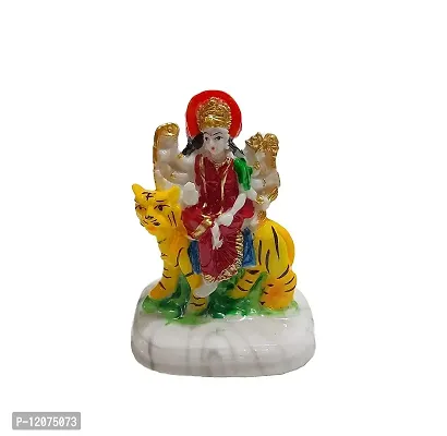 Awesome Craft Sherawali MATA Sam Marel Murti for Pooja Mandir Goddess Maa Durga Devi Idol Marble Finish for Car Dashboard-thumb0