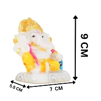 Awesome Craft Ganesha Statue Sitting Base Marble Ganpati Bappa Gift Type Vastu Type Murti Ganesh Idol for Home Entrance and Car Dashboard Ganesha Idol-thumb1