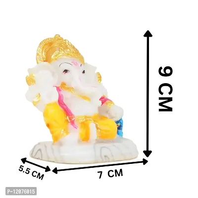 Awesome Craft Ganesha Statue Sitting Base Marble Ganpati Bappa Gift Type Vastu Type Murti Ganesh Idol for Home Entrance and Car Dashboard Ganesha Idol-thumb2