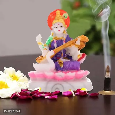 Awesome Craft Saraswati Idol | Maa Saraswati Murti for Home |Saraswati Murti for Puja | God of Knowledge & Music | Religious Murti Pooja Gift Item
