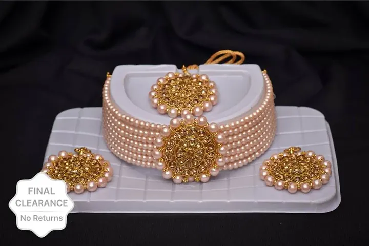 Stylish Pink Alloy Jewellery Set For Women