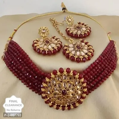 Stylish Maroon Alloy Jewellery Set For Women-thumb0