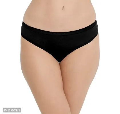 Stylish Black Cotton Blend Solid Briefs For Women Pack of 1-thumb0