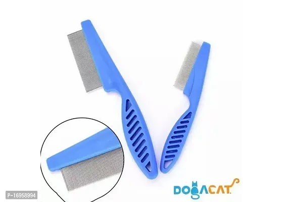 Comb Pet Cat Dog Lice Comb Nit Remover Grooming Brush Tools To Treatment And Remove Fleas, Mites, Ticks, Dandruff Flakes - Stainless Steel Fine Teeth- Color May Vary