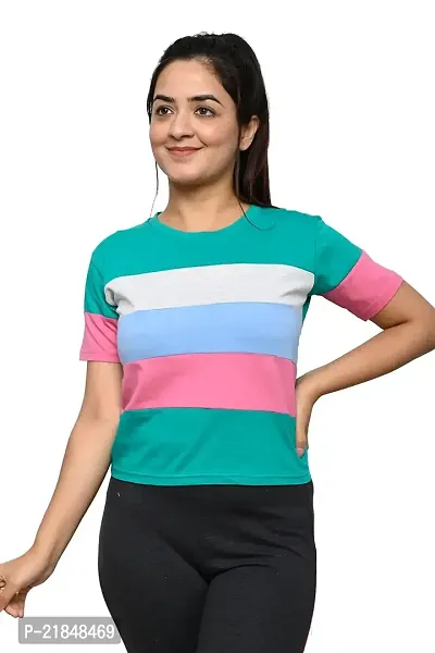 Women's t Shirt with Rainbow Colours (Green)