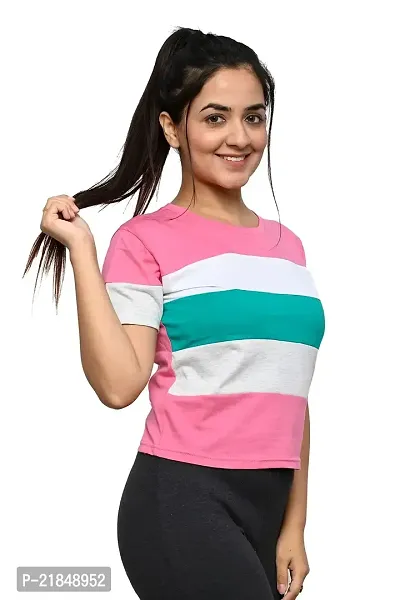 Women's t Shirt with Rainbow Colours (Pink)