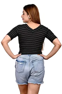 Women's Crop top with Short Sleeves V Necked-thumb1
