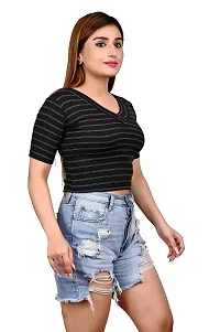 Women's Crop top with Short Sleeves V Necked-thumb3