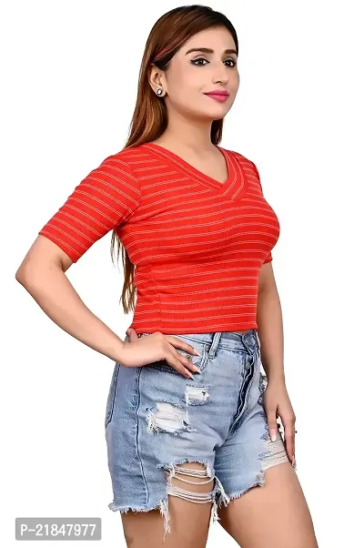 Women's Crop top with Short Sleeves V Necked-thumb4