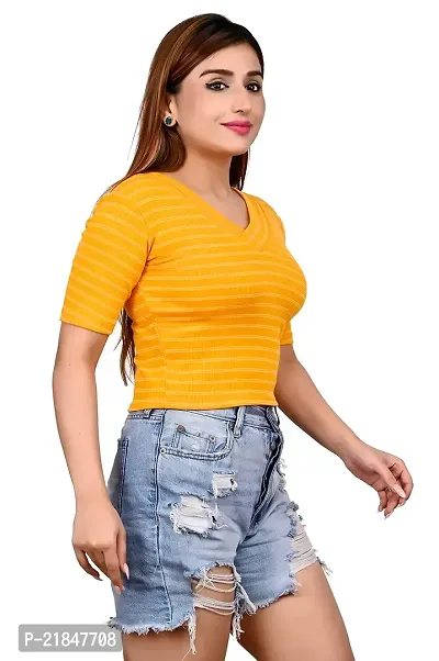 Women's Crop top with Short Sleeves V Necked-thumb4