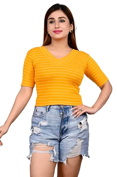 Women's Crop top with Short Sleeves V Necked