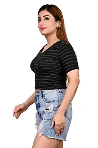 Women's Crop top with Short Sleeves V Necked-thumb2