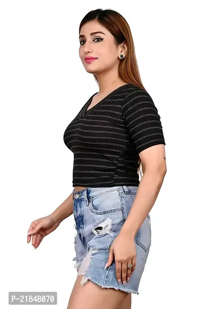 Women's Crop top with Short Sleeves V Necked-thumb3