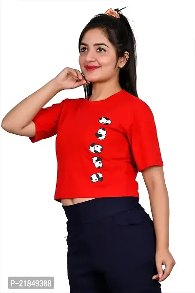 Trendy Women's wear Panda Printed t Shirt (Red)