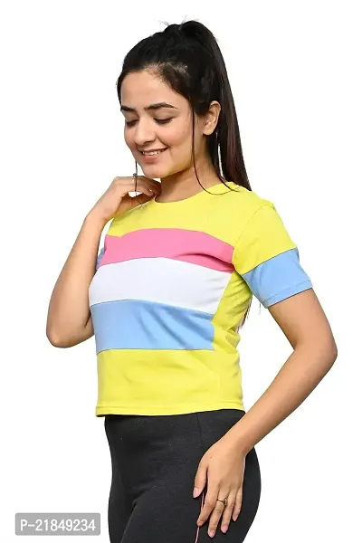 Women's t Shirt with Rainbow Colours (Yellow)