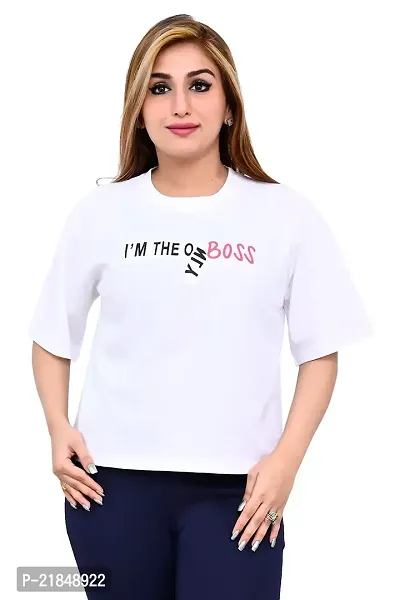 Women's Casual Printed t Shirts (XL, White)
