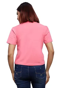 Women's Short top Casual Half Sleeve Round Neck (Pink)-thumb1
