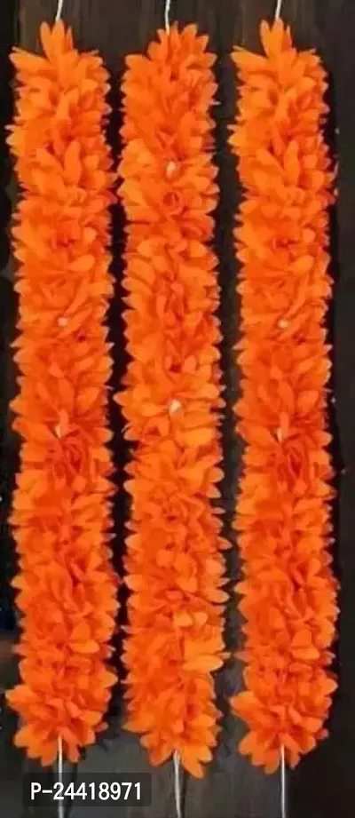 Gurram Impex Hair Gajra Cloth Washable Flower Fabric Natural Look Plain Orange Color 12 Inches Pack of 3 pcs for Gorgeous and Stunning Hairstyles for Women and Girls