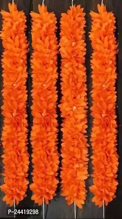 Gurram Impex Hair Gajra Cloth Washable Flower Fabric Natural Look Plain Org Color 12 Inches Pack of 4 Pcs for Gorgeous and Stunning Hairstyles for Women and Girls