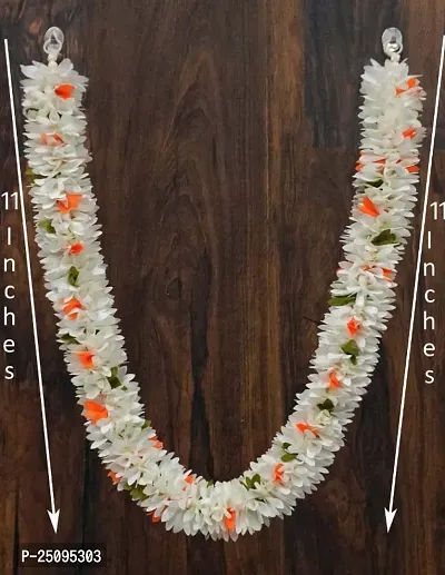 Hand Made Washable 22 Inches Multicolor Artificial Flower Mala for Photo Frames, God idols and Wedding Events and Pooja Decors-thumb0