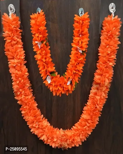 Hand Made Washable (22 + 14 Inches Multicolor Artificial Flower Mala for Photo Frames, God idols and Wedding Events and Pooja Decors