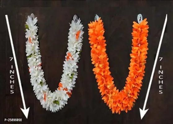 Hand Made Washable 14 Inches Multicolor Artificial Flower Mala for Photo Frames, God idols and Wedding Events and Pooja Decors