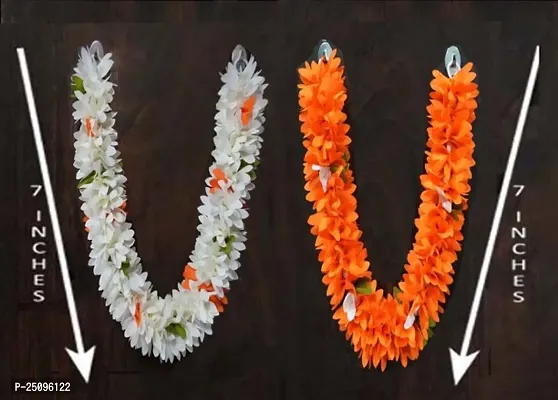 Hand Made Washable 14 Inches Multicolor Artificial Flower Mala for Photo Frames, God idols and Wedding Events and Pooja Decors-thumb0
