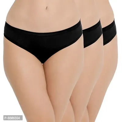 Women Pack of 3 Cotton Blend Hispster Black Color Panty-thumb0