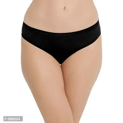 Women Pack of 3 Cotton Blend Hispster Black Color Panty-thumb2