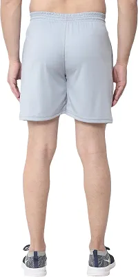 Stylish Grey Cotton Blend Solid Shorts For Men-thumb1