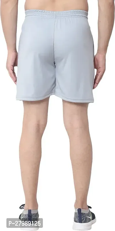 Stylish Grey Cotton Blend Solid Shorts For Men-thumb2