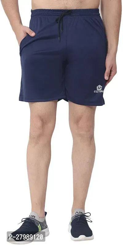Stylish Blue Cotton Blend Solid Shorts For Men-thumb0