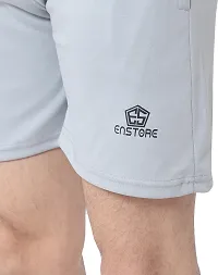 Stylish Grey Cotton Blend Solid Shorts For Men-thumb4