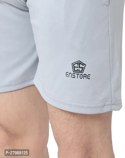 Stylish Grey Cotton Blend Solid Shorts For Men-thumb5