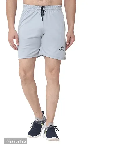 Stylish Grey Cotton Blend Solid Shorts For Men-thumb0