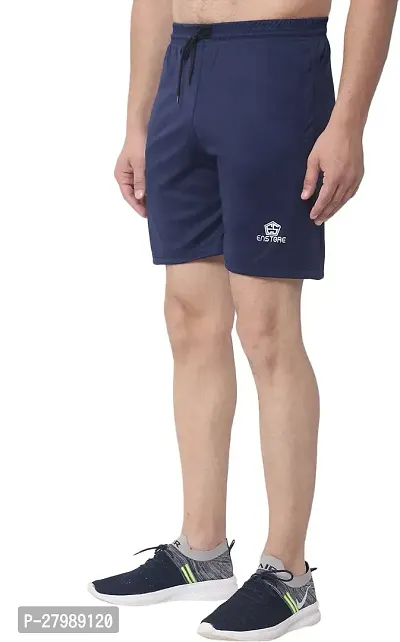 Stylish Blue Cotton Blend Solid Shorts For Men-thumb3