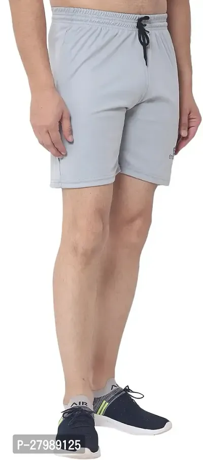 Stylish Grey Cotton Blend Solid Shorts For Men-thumb4