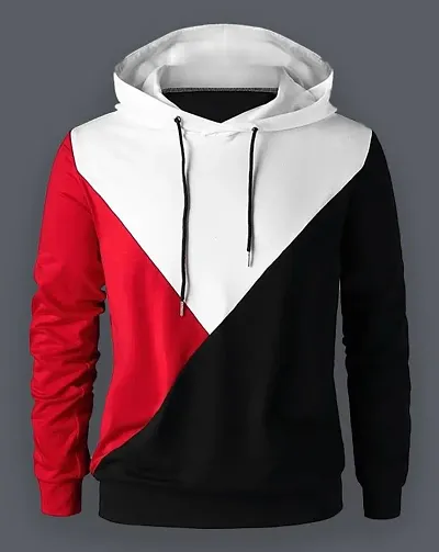 Kids Red, White, Full Sleeves Hooded T-shirt