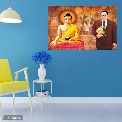 Buddha with Ambedkar Wall Sticker Office Student and Study Room and Quote on Mind Wall Sticker