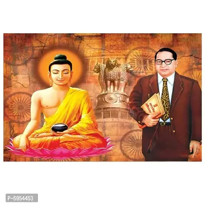 Buddha with Ambedkar Wall Sticker Office Student and Study Room and Quote on Mind Wall Sticker-thumb2