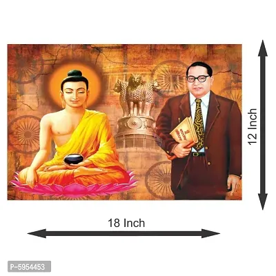 Buddha with Ambedkar Wall Sticker Office Student and Study Room and Quote on Mind Wall Sticker-thumb3