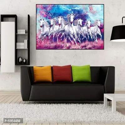 Seven 7 Running Horse Vastu Wall Sticker for Living Room and Office-thumb0