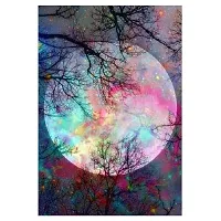 Glow in Galaxy of with Moon Radium Night Wall Sticker for Living Room-thumb1