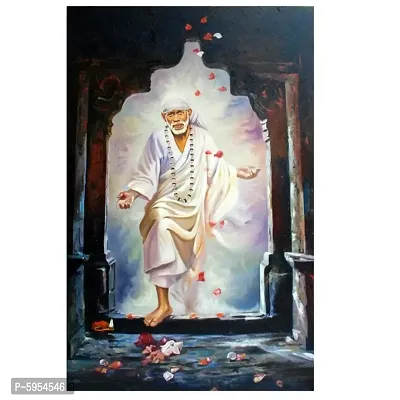 VOORKOMS Polyvinyl Chloride Sai Baba Wall Poster for Home Decor (Multicolor, 12 x 18-thumb2