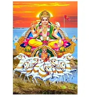 VOORKOMS Vinyl Gloss Laminated Lord Surya Dev Wall Poster for Bedroom (Multicolor, 13 x 19 inch)-thumb1