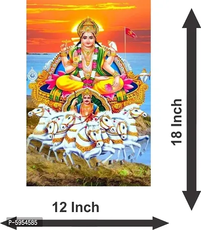 VOORKOMS Vinyl Gloss Laminated Lord Surya Dev Wall Poster for Bedroom (Multicolor, 13 x 19 inch)-thumb3