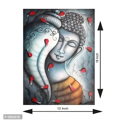 VOORKOMS Lord Buddha with shankh medidating wall d&eacute;cor sticker for Living Room, Bedroom, Office-thumb3